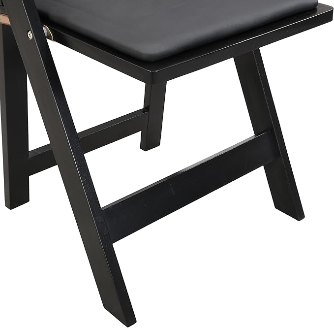 Ball & Cast Upholstered Folding Chair,4 Pack,Solid Wood Frame,16.9" Seat Height,Ergonomically Designed Back and Cushion,Easy Carry,No Assembly Required,for Kitchen,Restaurant,Black