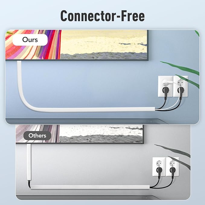 AGPTEK Wall Cord Hider 78 Inch - Self-Adhesive Wire Cover Cable Raceway Flexible PVC Home Wall Mount TV Cable Concealer Pet Cord Protector Management, Protect Cat Dog from Chewing, W 1.2" H 0.5"
