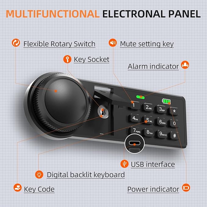 XDeer 45-Keys Key Lock Box Wall Mount with Advanced Anti-Theft Deposit Key Slot & LED Light, Key Cabinet with Combo and Key Lock, Key Safe for Hotels & Office & Companies & Car Dealerships 1PCS