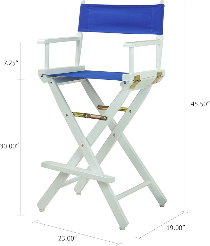 Casual Home Director's Chair ,White Frame/Royal Blue Canvas,30" - Bar Height