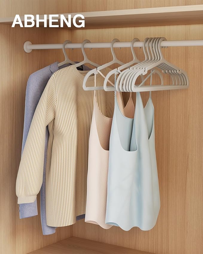 ABHENG 80 Pack Clothes Hangers, Non Slip Plastic Coat Hangers, Space Saving, Heavy Duty, Hanging Dry Wet Clothes, 16.4" x 8.3", Gray, APY0580G