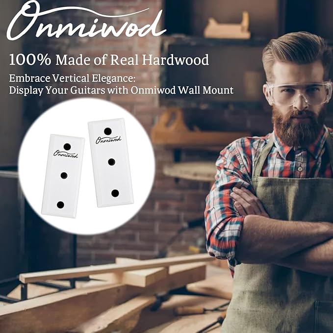 Onmiwod Guitar Wall Mount 2 Pack, White Hardwood Guitar Hanger, U-Shaped Guitar Wall Hanger Mount, Guitar Holder Hook Stand Wall for Acoustic, Electric Guitar, Banjo, Bass, for Guitar Player Men Boy