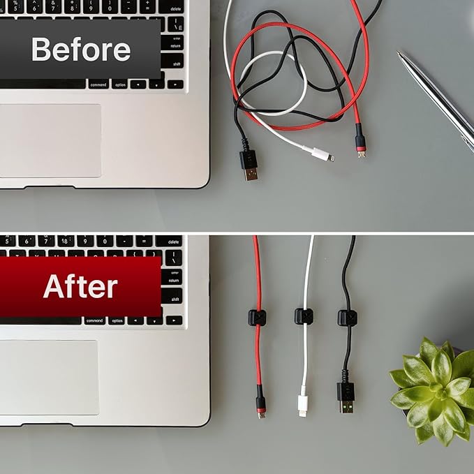 Magnetic Cable Holders X-Protector 3 PCS - Premium Cable Clips - Self-Adhesive Cable Holder for Car - Cord Organizer for Desk - Cable Organizer - Black Wire Organizer - Cord Management for Wires!