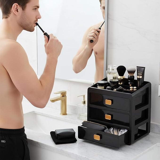 Cologne Organizer for Men,Cologne Stand with 3 Drawer,Nightstand Organizer,Cologne Shelf,Dresser Drawer Organizers,Organizador de Perfumes,Perfume Stand Organizer for Bedroom,Four Layer