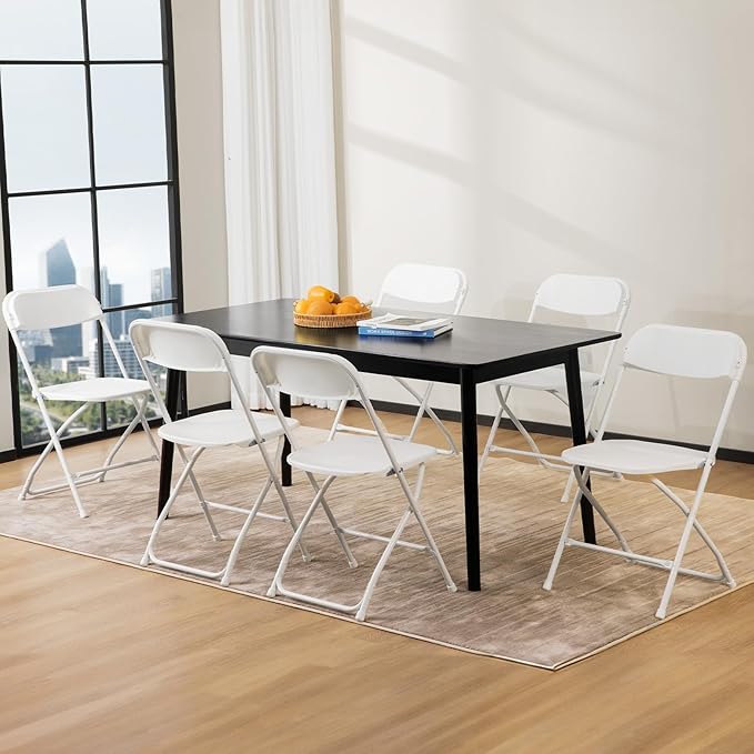 DUMOS Folding Chairs Sets of 8, 330lbs Plastic Stackable Portable Patio Dining Sets, Fold Up for Indoor Outdoor, Camping, Garden, Party, Meeting (White)