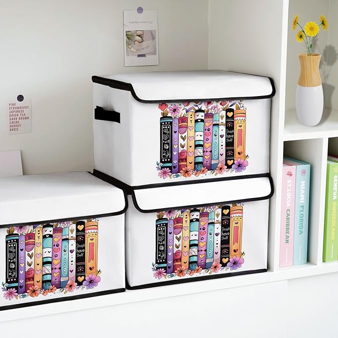 Stackable Storage Bins with Lids,Closet Organizers Fabric Box for Home and Office,Blanket Clothes Organizers,Under Bed Storage Containers 3 Pack