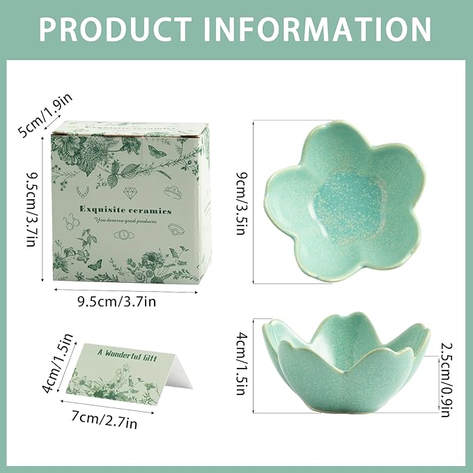 Flower Jewelry Tray Ceramic Ring Dish Jewelry Dish Small Trinket Tray Cute Ring Holder Key Bowl Decorative Plate Gifts For Mom/Sister/Friend, Birthday/Mother's Day/Christmas Gift (dark green)