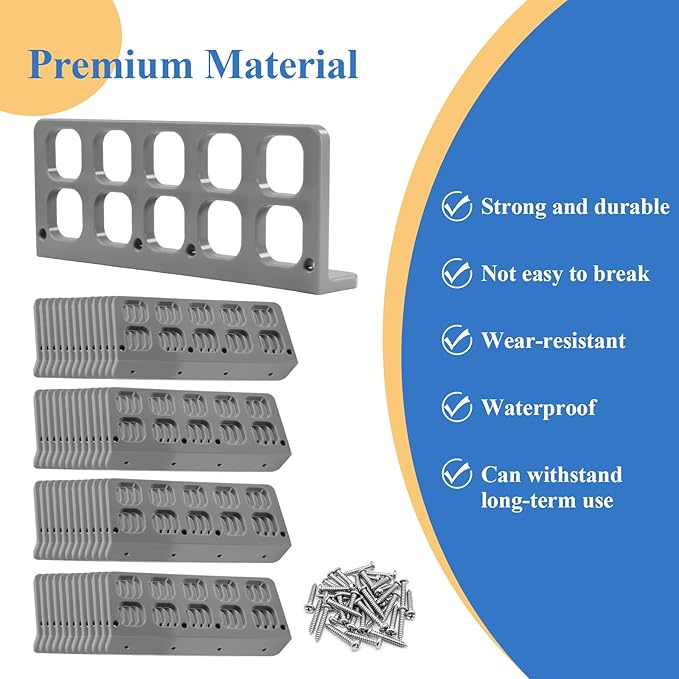 50 Pcs Cable Chase-Wire Bracket Fits NMB Electrical Cord Organized Management, Cable Support Wire Bracket Holder W/Screws, NM Cable Support Organizer, Electrical Wire Dispenser 10-Hole 1-Inch Diameter