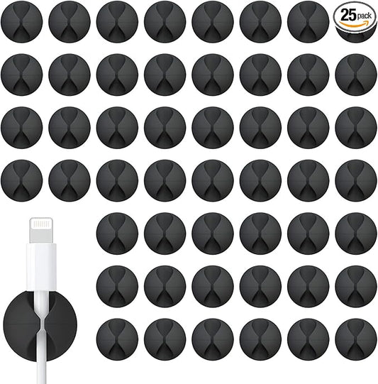 50PCS Desk Organizer,Adhesive Under Desk Cable Management Clips,Cord Organizer,Cable Clips for Nightstand,Wire Holders for Cords, For Home, Office, Car, Cubicle, Nightstand - Black