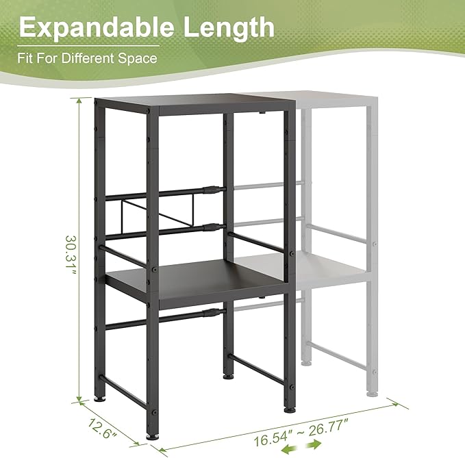 Expandable-Metal-Storage-Shelves-Organizer For Pantry Kitchen Garage, 2-Tier Heavy Duty Shelving Units and Storage For Small Appliance, Adjustable Standing Shelf Riser Rack For Closet Warehouse