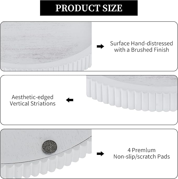 Hanobe Decorative Tray for Coffee Table: White Round Trays for Living Room Ottoman Centerpiece Home Decor 12" Modern Farmhouse Topper Dining Kitchen Island Tabletop Display