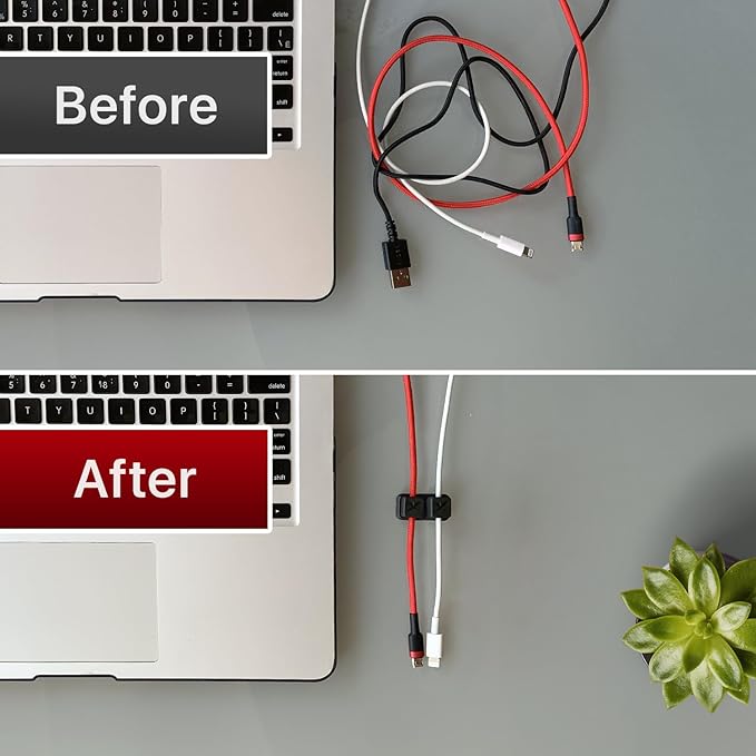 Magnetic Cable Holders X-Protector 2 Pairs - Premium Cable Clips - Self-Adhesive Cable Holder for Car - Cord Organizer for Desk - Cable Organizer - Black Wire Organizer - Cord Management for Wires!