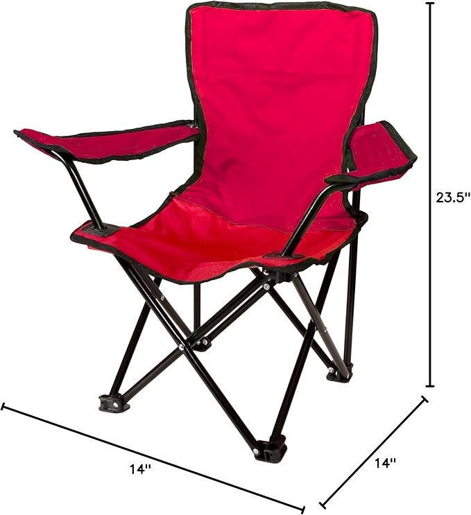 Pacific Play Tents – Kids Folding Chair, 100 lbs. Weight Capacity - Ruby Red