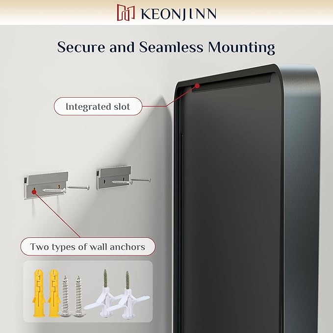 Keonjinn Black Bathroom Mirror for Over Sink, 28 x 36 Inch Rounded Rectangle Bathroom Vanity Mirror, Matte Black Sandblasted Finish, HD Tempered Glass, Wall Mirrors with Seamless Aluminum Alloy Frame