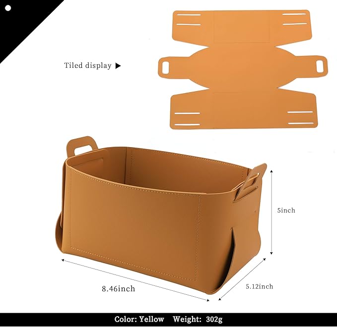 Leather Valet Tray, Jewelry & Catchall Tray, Desktop Storage Organizer, Bedside Caddy for Men - Key Wallet Watch Coin Phone Change, Candy Holder, Convenient for Travel (06 Yellow)