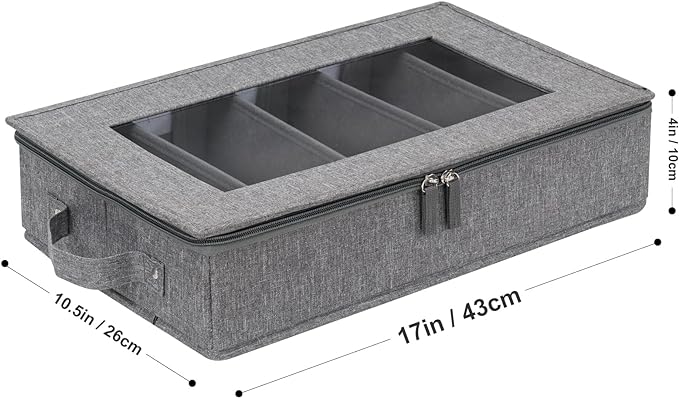 Flatware Utensil Storage Case, Silverware Storage Box Chest with Adjustable Dividers, Cutlery Storage Holder with Zipper Lid for Organizing Cutlery, Flatware, Knives, Large Capacity Gray