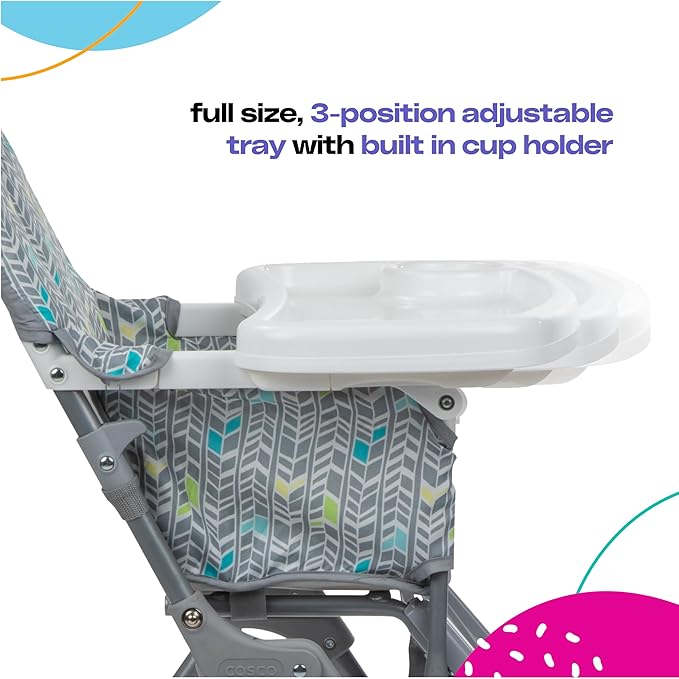 Cosco Kids Highchair for Baby, Simple Foldable High Chair, Convenient, Lightweight, and Compact Design, Mapleton