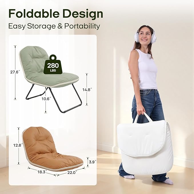 ZonLi Floor Chair for Adults, Adjustable Folding Meditation Chair with Back Support, Cozy Lazy Floor Sofa Chair for Reading Gaming Relaxing, Japandi Lounge Seat for Bedroom Dorm Living Room,Beige