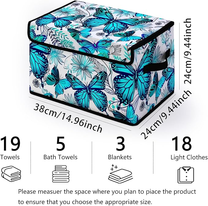 Stackable Storage Bins with Lids,Closet Organizers Fabric Box for Home and Office,Blanket Clothes Organizers,Under Bed Storage Containers 3 Pack