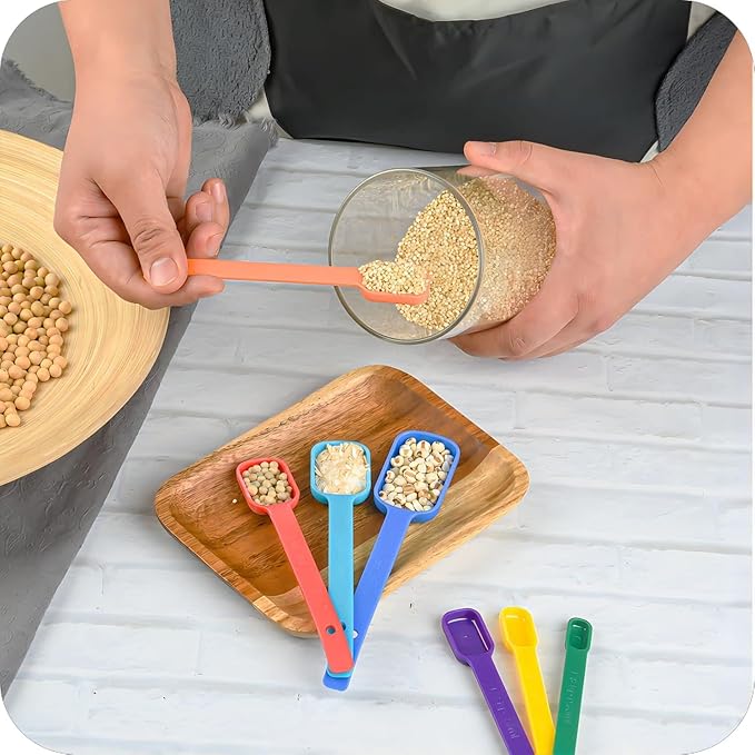 Plastic Measuring Cups and Spoons Set 15, Metric & US Pink Measuring Cups and Spoons for Kitchen & Baking, 7 Measure Cup & 7 Measure Spoon with Leveler for Dry & Liquid