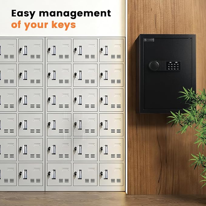 XDeer 172-Key WiFi Safe Wall Mount with Advanced Anti-Theft & LED Light, Key Cabinet with Combo & Key Lock for Hotels, Offices & Car Dealerships 1PCS