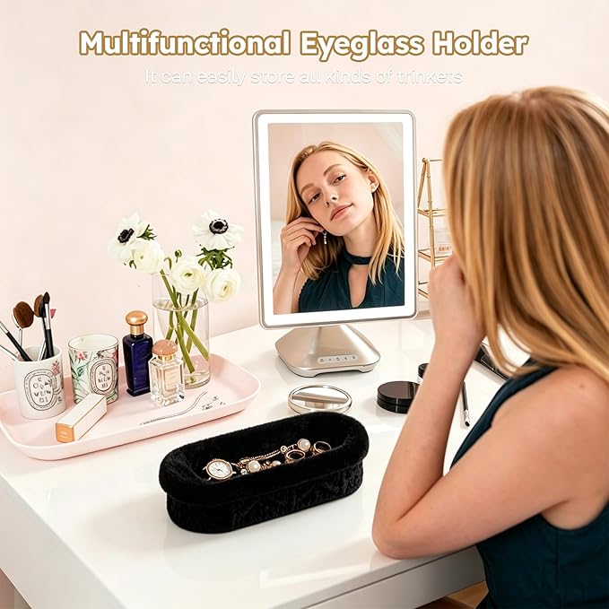 Glasses Holder,Anti-scratch Plush Lined Eyeglass Holder Stand for Nightstand Desk Storage Organizer