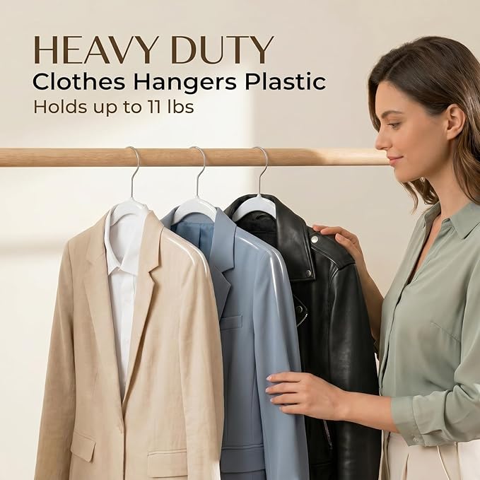 SMARTOR Plastic Hangers 20 Pack - Thin and Slim Design for Space Saving Organizer - Durable & Heavy Duty Closet Organizers and Storage with 360 Swivel Hooks, Non Slip Notches for Straps - White