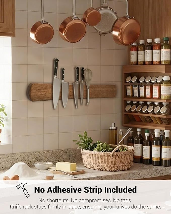 Swaitee Magnetic Knife Holder for Wall, 18 Inch Acacia Wood Magnetic Knife Strip, Kitchen Storage Organizer, Fridge Side Mount, Housewarming Gifts for New Home