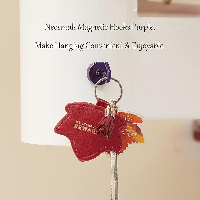 Neosmuk Magnetic Hooks, Heavy Duty 40lb+ Strong Magnet Hook for Cruise Cabins, Cruise Essentials 2026 for Hanging, Metal Wall Refrigerator Hangers (Purple, 10 Pack)