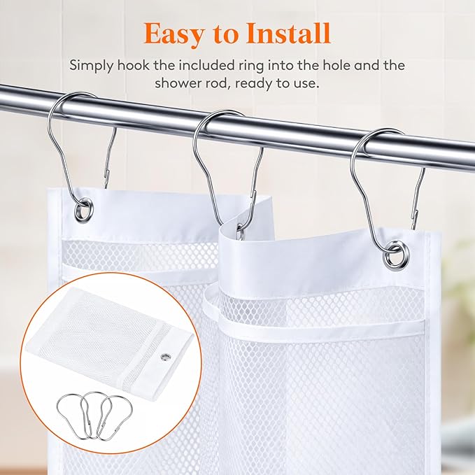 Lifewit Cruise Essentials Shower Caddy Must-Have, 9 Pockets Hanging Bathroom Organizer with Quick-Dry Mesh, Portable Shower Bag to Storage Soap, Shampoo, for RVing, Travel, Camping, White, 2 Packs