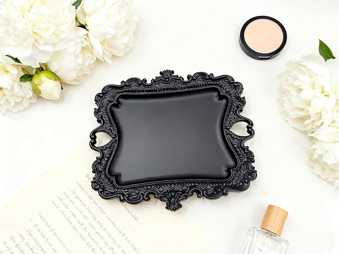 khtumeware 1 Pack Jewelry Dish Matte Black Jewelry Trays ideal for holding jewelry rings and small trinkets.