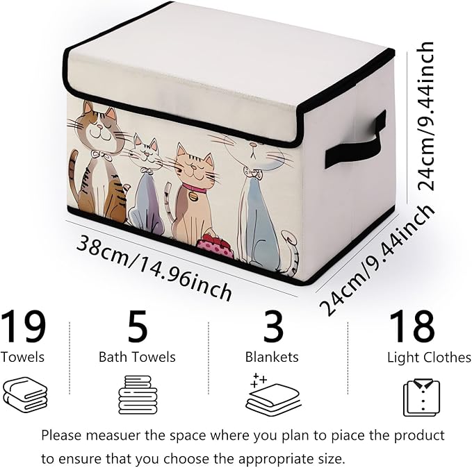 Stackable Storage Bins with Lids,Closet Organizers Fabric Box for Home and Office,Blanket Clothes Organizers,Under Bed Storage Containers 3 Pack