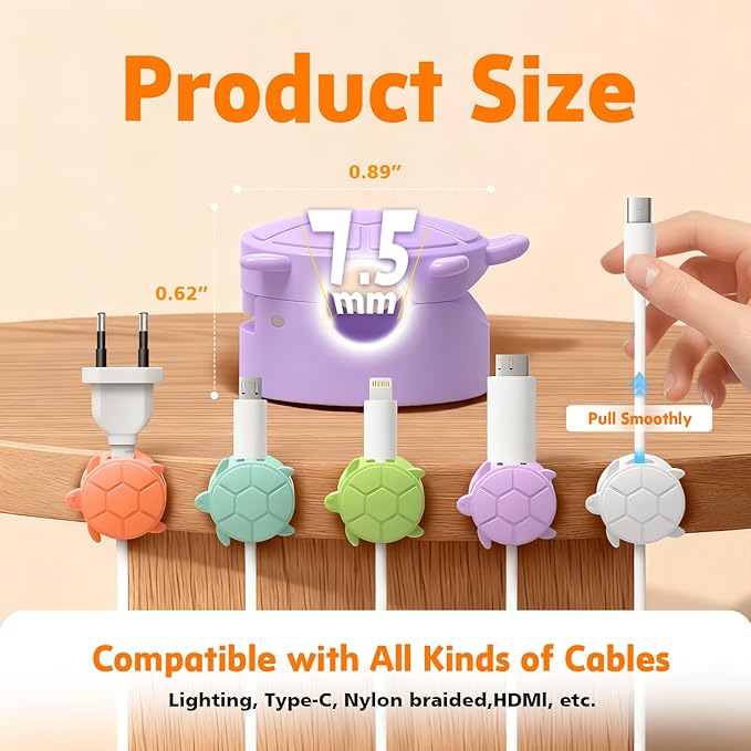 Lancord 8 Pack Rotatable Cable Clips, Cord Organizer Spring Clip Cord Holder for Nightstand Cable Holders for Cords Charging Cable Organizers Cable Management for Desk Office Car Wall