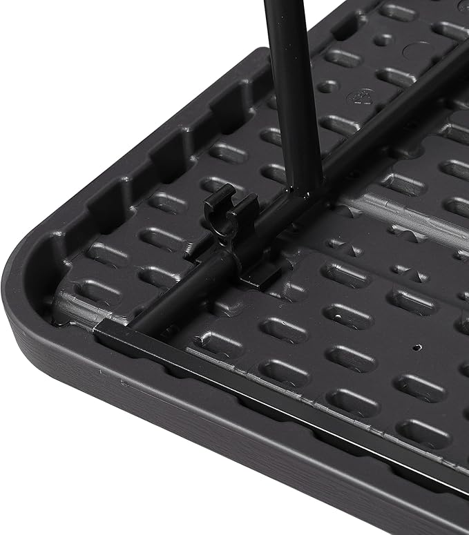 Folding Event Table, Heavy Duty Picnic Table Indoor Outdoor Camping, 6FT Portable w Handle Lock for Banquet, Black