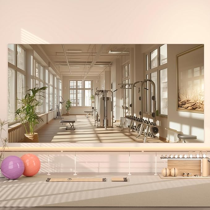 Hasipu 2PCS Home Gym Workout Mirror 72" L x 36" W Large Full Length Wall Mounted Full Body Frameless Mirror for Workout, Yoga, Garage, Bedroom, Dance, Rectangular