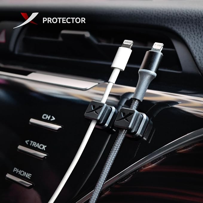 Magnetic Cable Holders X-Protector 6 PCS - Premium Cable Clips - Self-Adhesive Cable Holder for Car - Cord Organizer for Desk - Cable Organizer - Black Wire Organizer - Cord Management for Wires!
