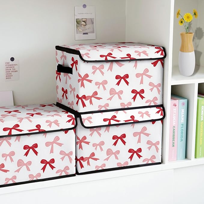 Stackable Storage Bins with Lids,Closet Organizers Fabric Box for Home and Office,Blanket Clothes Organizers,Under Bed Storage Containers 3 Pack