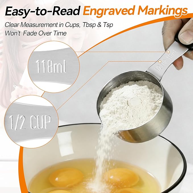 Measuring Cups and Spoons Set – 5 Nesting Magnetic Measuring Cups, 8 Double-Sided Magnetic Measuring Spoons with Leveler, 13-Piece Stainless Steel Kitchen Measuring Set for Baking & Cooking