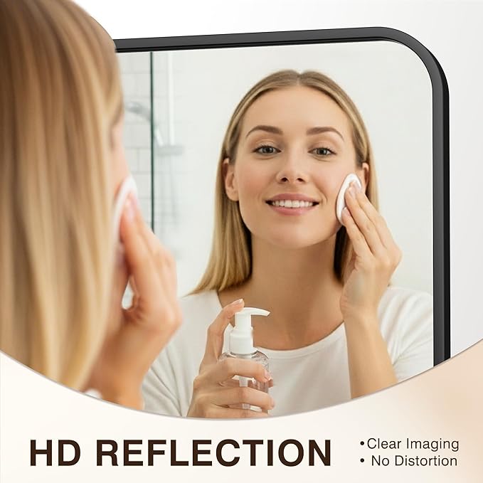 FICTOR Bathroom Mirror, 2 Pack 30"x20" Black Framed Vanity Mirror for Wall, Shatterproof &Anti-Rust Bathroom Mirrors for Over Sink, Bedroom, Living Room, Entryway, Vertical/Horizontal Mount