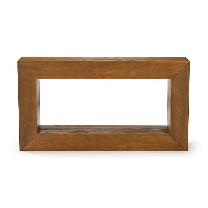 Plank+Beam Grande 56” Console Table with Bottom Shelf, Solid Pine Wood Entryway & Sofa Table, Pecan Wirebrush Finish
