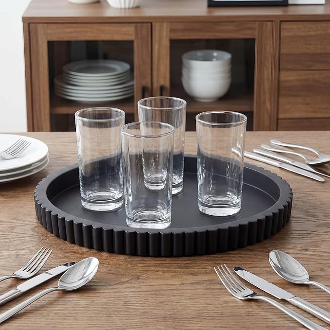Yalikop Oval Concrete Decorative Tray for Coffee Table Decoration 15" Modern Black Table Centerpieces Decorative Ottoman Tray for Serve Home Decoration Accent Bandejas Decorativas Gift