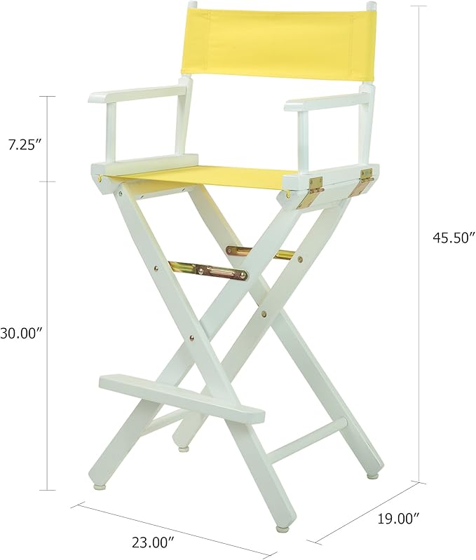 Casual Home 30" Director's Chair White Frame-with Yellow Canvas, Bar Height