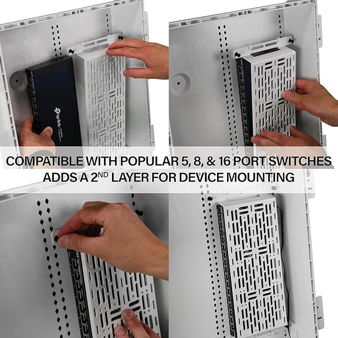 Legrand - OnQ Cable Management, In-Wall Media Box, Dual Purpose Structured Wiring Enclosure with Mounting Bracket, Home Networking Panel, 17 inch, White, ENP1705NAV1