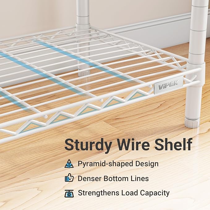 VIPEK S2 Heavy Duty Clothes Rack with Shoe Shelves Freestanding Clothing Rack with 8-Tier Shoe Rack, Double Hanging Rod, Adjustable Shelf, Walk in Closet Organizer Garment Rack, White