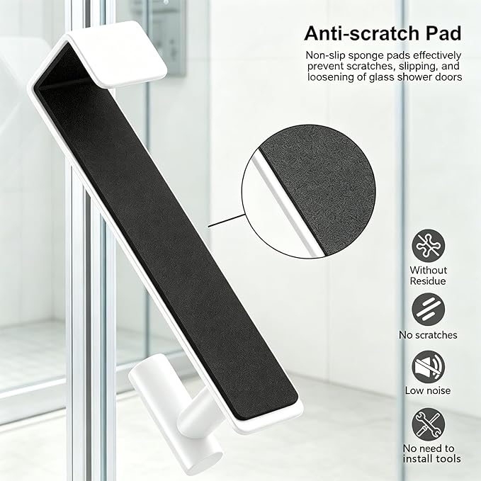 HUFEEOH 2-Pack Over The Door Hooks, Stainless Steel Door Hanger for Towels & Coats, Bathroom Towel Rack Coat Rack, Tool-Free Hooks for Hanging (White, Fits 1-3/4" Thick Door -T Shape 2 Pack)