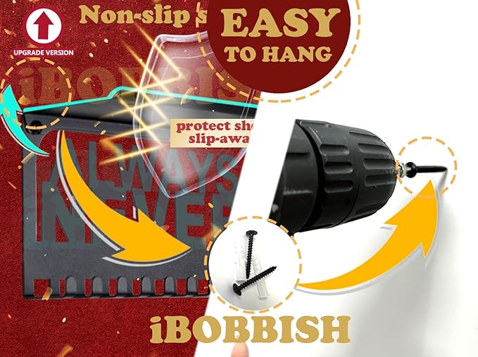 iBobbish Metal Medal Hanger Display,Non-Slip Trophy Shelf with 20 Hooks,Wall Mount,Heavy Duty,Non-Bent,Holds 22-33lbs,for Gymnastics,Race,Soccer,Swim