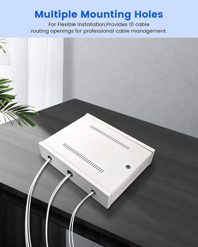 DVR Lock Box & NVR Enclosure, Heavy Duty Lockable Metal Cabinet for CCTV Surveillance, Wall Mount with Ventilation & Cable Management
