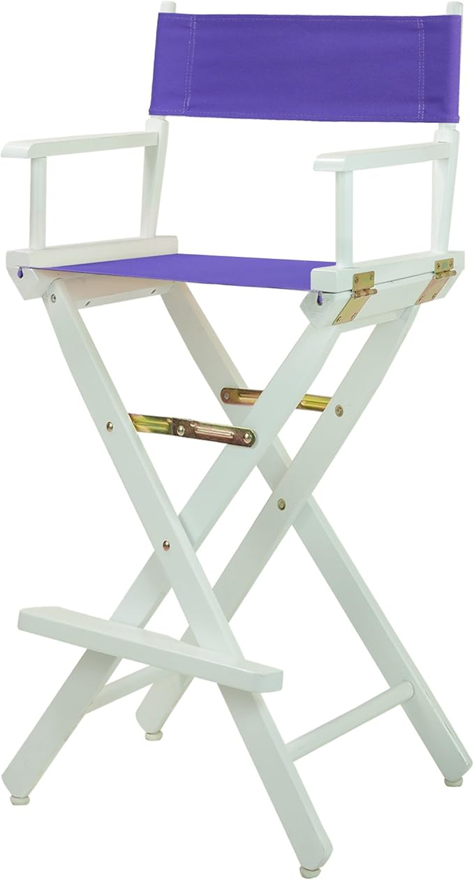 Casual Home 230-01/021-41 Director Chair, 30" - Bar Height, WhiteFrame/Purple Canvas