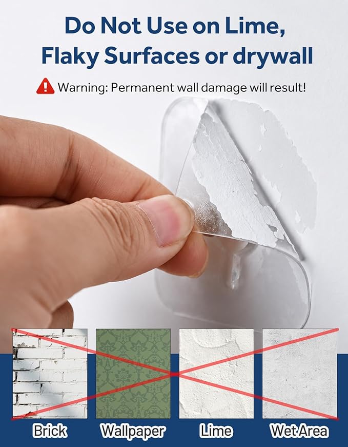 30 Pcs Adhesive Picture Hooks, 20 Ibs Load Heavy Duty Self Adhesive Wall Hooks for Hanging, Waterproof Picture Hangers Without Nails for Bathroom Kitchen, Transparent Sticky Hooks for Frames