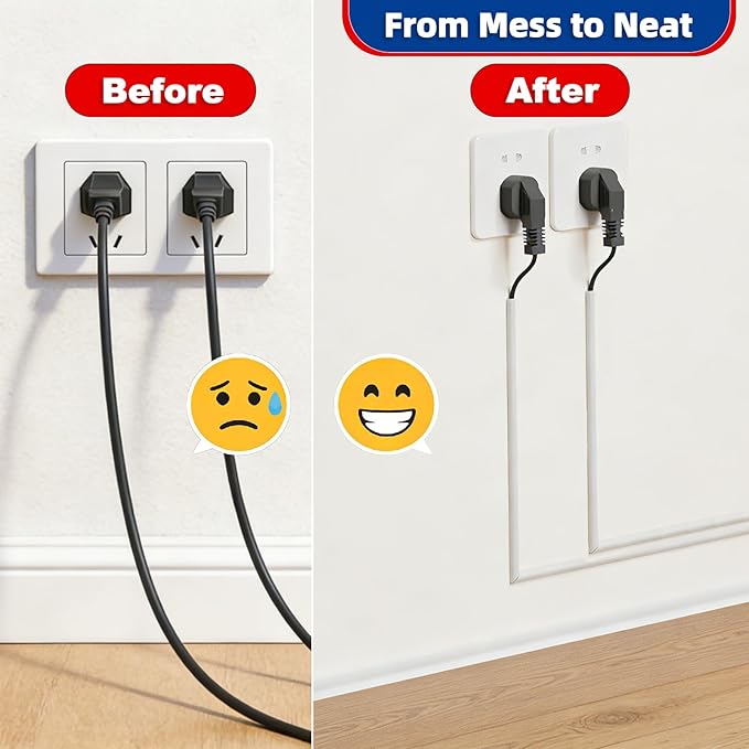 39" Side Buckle Cable Hider for 1 Cords,Extension Cord Covers for Wires On Wall,Adhesive Cord Hider for Wall Mount Tv,Wire Channel for Cable Concealer,Cable Raceway Home & Office,White